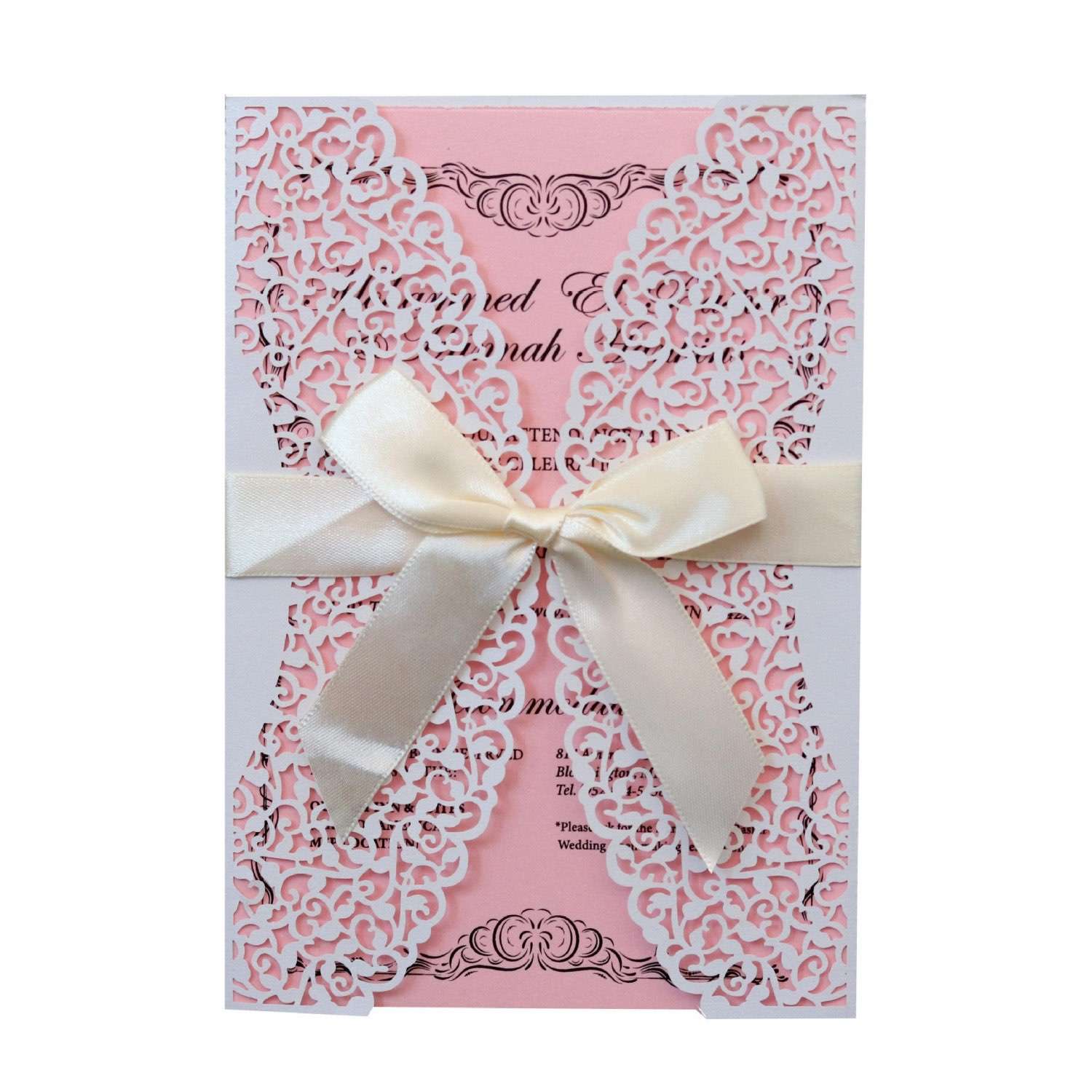 Wedding Invitation Card With Envelope Laser Cut Iridescent Paper